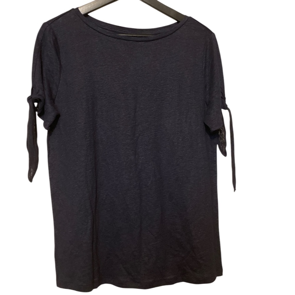 Ann Taylor Tie Sleeves 100% Linen T-Shirt NEW